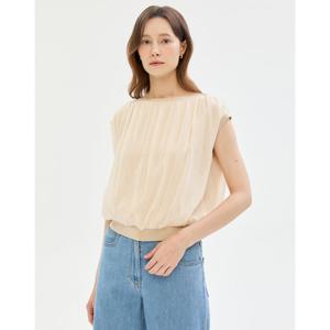 질스튜어트 뉴욕 여성 25SS 베이지 셔링장식 코튼 민소매블라우스 JSBL5B610I1