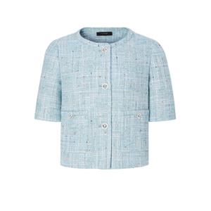 질스튜어트 뉴욕 여성 25FW 블루 체크 폴리혼방 트위드반팔자켓 JSJA5C600B1