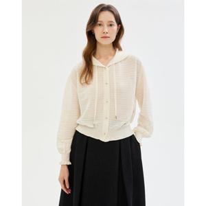 질스튜어트 뉴욕 여성 25SS 아이보리 짜임 코튼혼방 후드가디건 JSSW5B250IV
