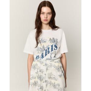 아떼 바네사브루노 여성 25SS 시즌오프 화이트 레터링 면 반팔 티셔츠 VLTS5B223WT