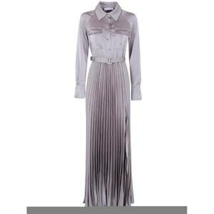 25FW Self portrait GREY SATIN PLEATED MAXI 드레스 PF25064XGREY