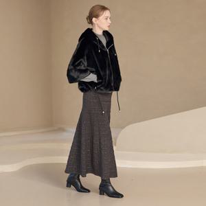 예시카 밴딩 메탈 플레어 니트 스커트 YJAKS414