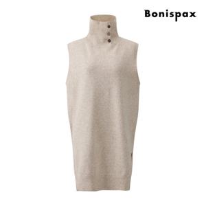 보니스팍스  버튼 하이넥 니트 롱 베스트 (XPBVT001M0)