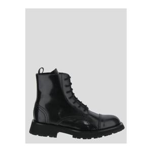 22FW 알렉산더 맥퀸 블랙 레더 앵클 부츠 708172WIC611000