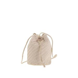 25FW 드래곤디퓨전 POMPOM DOUBLE 점프   버켓 백 with woven 레더 8838SAND