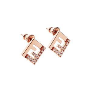 FENDI Pink Earings with FF Silhouette and Crystal Embellishments in Brass Woman 8AL294ATEPF15IG