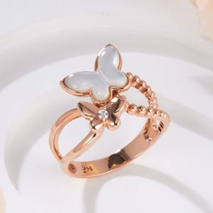 [비앤비골드] 14K 백자개 플라잉 나비 볼드 반지 SRS42289