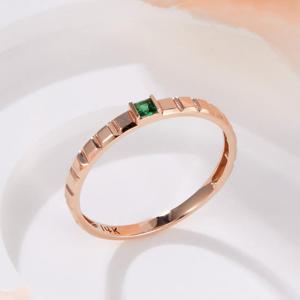 [비앤비골드] 14K 사각 에메랄드 스터드 반지 SRS42285