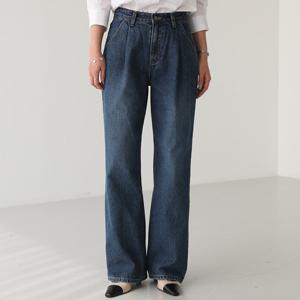 [피핀] 710970 핀턱 기모 와이드 데님 팬츠