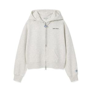 와키윌리후드집업 KQJ WA2503HZ51OT 우먼스 타이포 로고 크롭 후드집업 오트밀