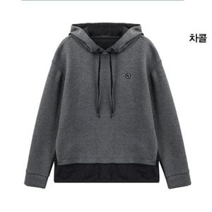 그린조이 HC12 여성 밑단 배색 후드 티셔츠 GF23KL65W(진회색)