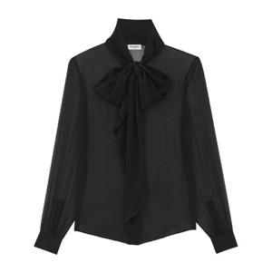 생로랑 보우 타이 시어 크레이프 블라우스 737227Y115W 1000