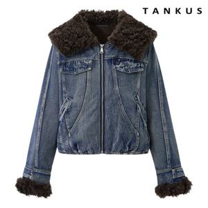 [탱커스]데님 덤블 시어링 카라 배색 집업 자켓 (TX4JK016L0)