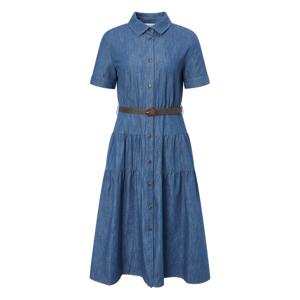 헤지스 여성 25SS 티어드 헤지 데님 반소매원피스 블루 HSDR5B301B2