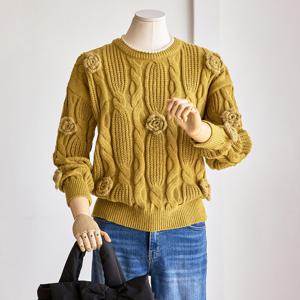 [커스텀에이블] 꽈배기 플라워 니트_T2511KN171D