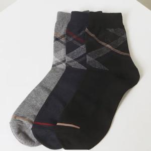 [헤지스ACC] 블랙 체크 배색 중목 남성양말 3종세트 HJSS6E152WT
