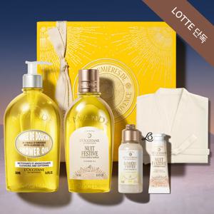 [록시땅][기프트][단독] 홀리데이 아몬드 샤워오일 듀오 세트 (+기프트 2종 + 가운)