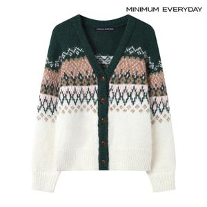 [미니멈][미니멈 에브리데이]울 브이넥 윈터 패턴 니트 가디건 (EB4CK048D)