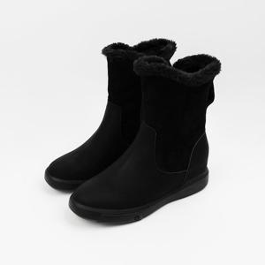 [신난다슈]여성 앵클 부츠 6cm 방한 숏 앵글 털 부츠 키높이 통굽 스웨이드 MH256372 블랙