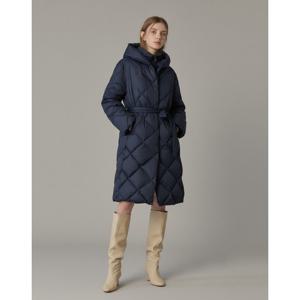 질스튜어트 뉴욕 여성 25FW (조끼베스트 SET) 네이비 퀼팅 후드 스트랩 구스다운 롱패딩 점퍼 JSJU5D190N3