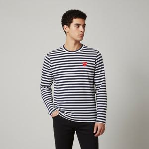 꼼데가르송 P1T164 2 (AX-T164-051 2) PLAY 플레이 레드 하트 와펜 스트라이프 남성 긴팔티