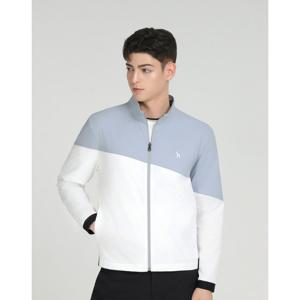 헤지스 골프 25SS ONLINE EXCLUSIVE 그레이 남성 컬러블럭 홑겹 경량 점퍼 HUJU5B901G1
