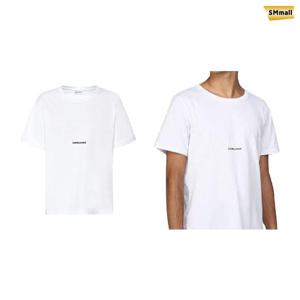 SMmall 2023 YSL 생로랑 보이프렌드 핏 숏 슬리브 남여공용 반팔 티셔츠 460876YB2DQ BLANC