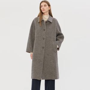 질스튜어트뉴욕   25FW 세피아 체크 울100 발마칸 롱코트 JSCO5D270S3