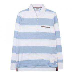 THOM BROWNE 톰브라운 RWB 트리밍 럭비 스트라이프 긴팔 카라티 (MJP167A J0049 452)