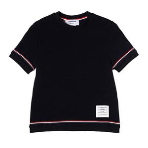 톰브라운 여성 네이비 숏 슬리브 코튼 반팔 티셔츠 FJS118A 08025 415