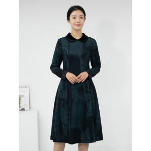 [모슬린]엄마옷 벨벳 유니크 카라 원피스 516FGH368 마담/중년여