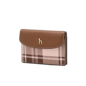 [헤지스]헤지스 버건디 체크 소가죽 카드지갑 WIHO4F702D2