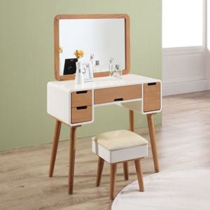 원목도장_유로 오크 화이트 화장대 세트(의자포함)_4도어