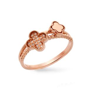 [아이비골드] 14K  반지 크로버 투라인