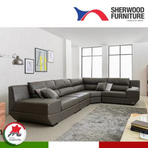 [쉐우드가구] 플로렌스 6인용 코너형 이태리 천연면피가죽 소파