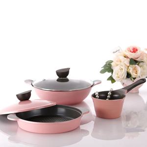 네오플램 에콜론 쿡웨어 핑크세트 3종세트+실리콘핸들