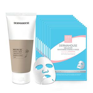 화이트닝 마스크팩10매+보습 필링젤/미백/ 피부결정돈