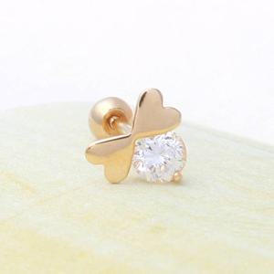 [미니아트] 10K 골드 하트리본 큐빅 금 피어싱 귀걸이 G385_한쪽