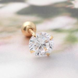 [미니아트] 10K 골드 5mm 큐빅 금 피어싱 귀걸이 G349_한쪽