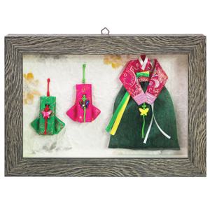 [박씨상방] 고급 쌈귀+한복액자세트(녹색치마)