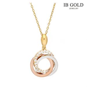 [아이비골드] 14K 삼색 써클 목걸이 P5229