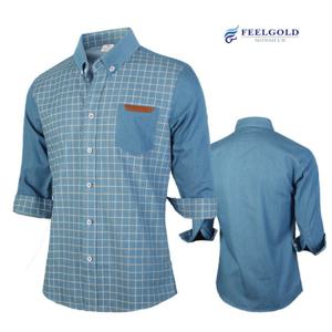 [필골드] MS_715 체크 포켓레더면 7부 캐쥬얼셔츠