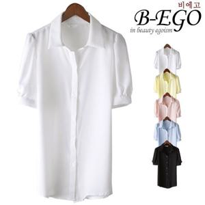 [비에고]B937_기본카라 반팔 블라우스