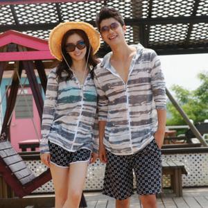 [케이에스몰]물나염집업/커플비치웨어/비치룩/비치반바지