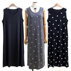 [해피통통] 빅사이즈 판다 나시 롱 원피스 여성 민소매 나염 여름원피스 쿨 바캉스 여성의류