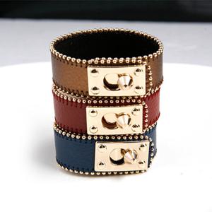 [바이진주리본] 골드볼버클B / 볼드 가죽 뱅글 패션 팔찌