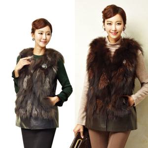 샤샤 폭스&양가죽 롱 베스트