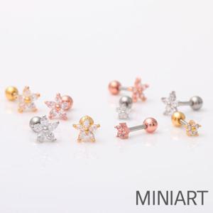 [미니아트] 미니 데이지 꽃 큐빅 써지컬 스틸 피어싱_한쪽