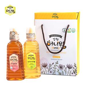 [허니원] 벌꿀 혼합2종 선물세트(아카시아+야생화벌꿀  각 500g)