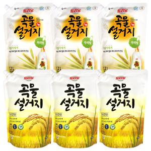 트리오 곡물설거지 1.2L 3개 주방세제 리필(우리현미/우리밀)